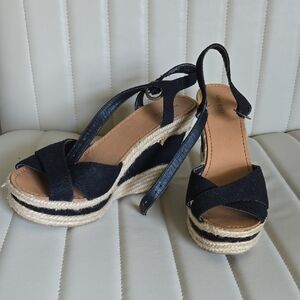 Nine West Black Wedge Espadrilles